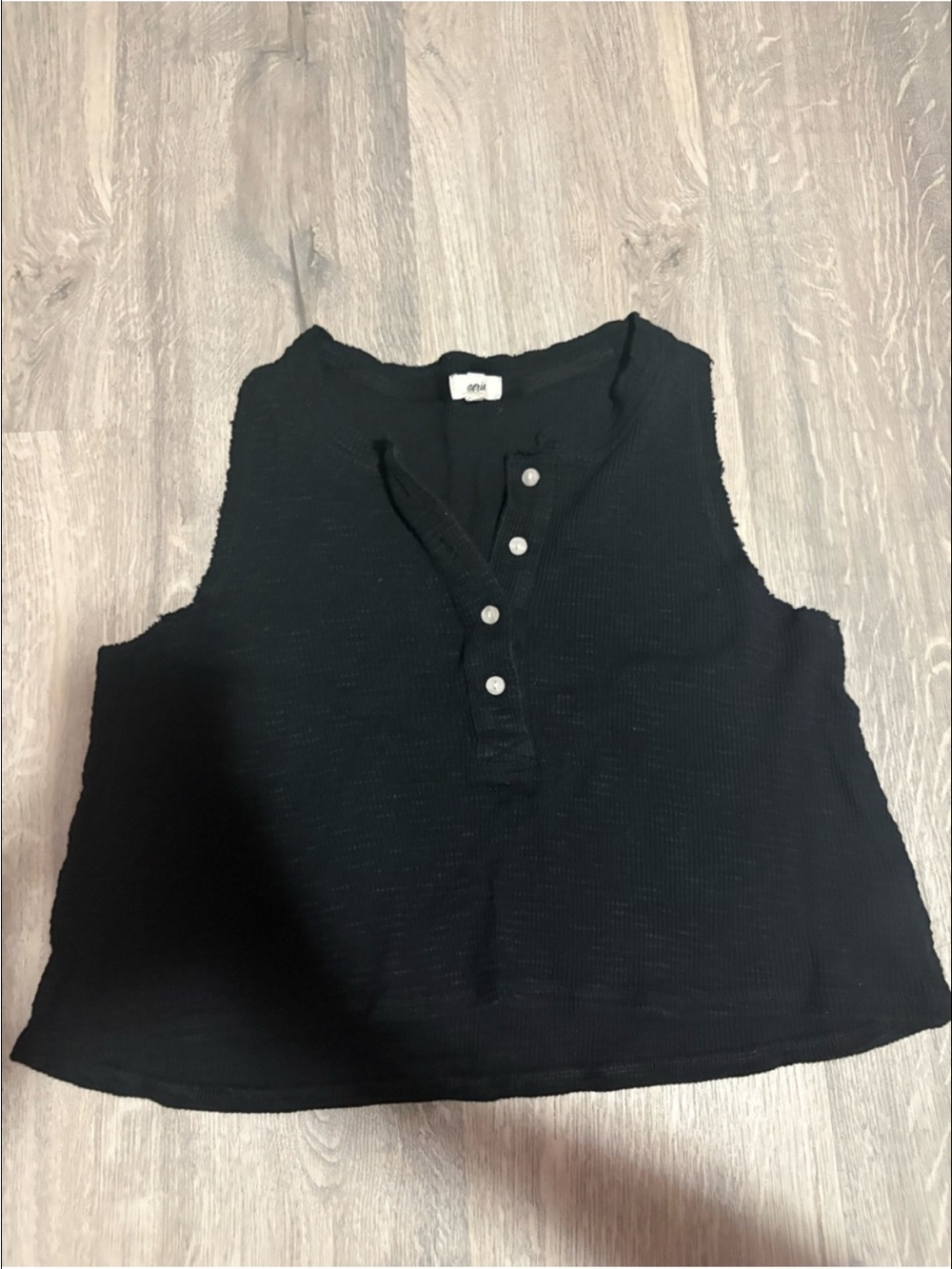 3 for $14 Aerie Black Ribbed Henley Tank Top size small